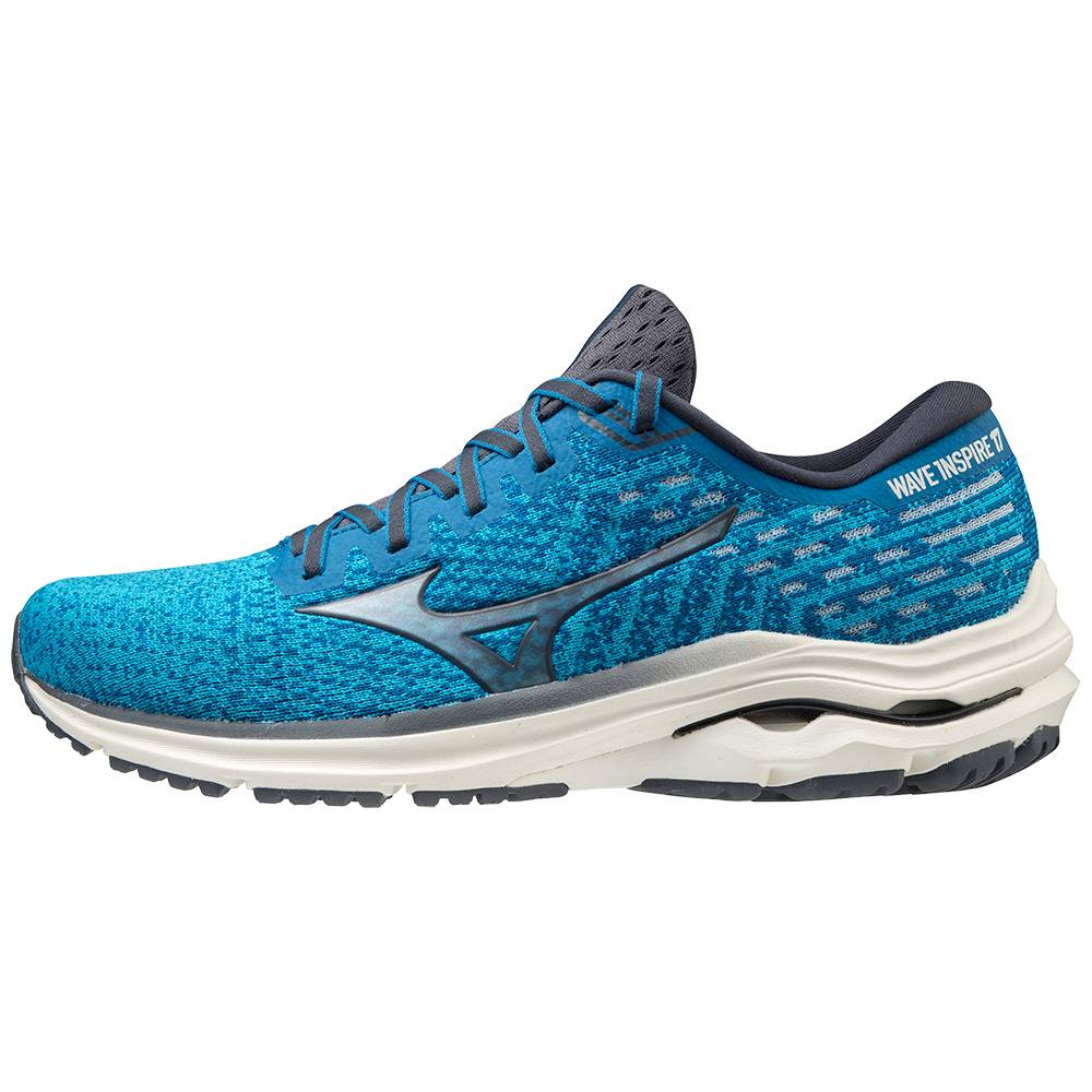 Mens Mizuno Wave Inspire 17 WAVEKNIT Running Shoes Blue Philippines (YKJFVE791)